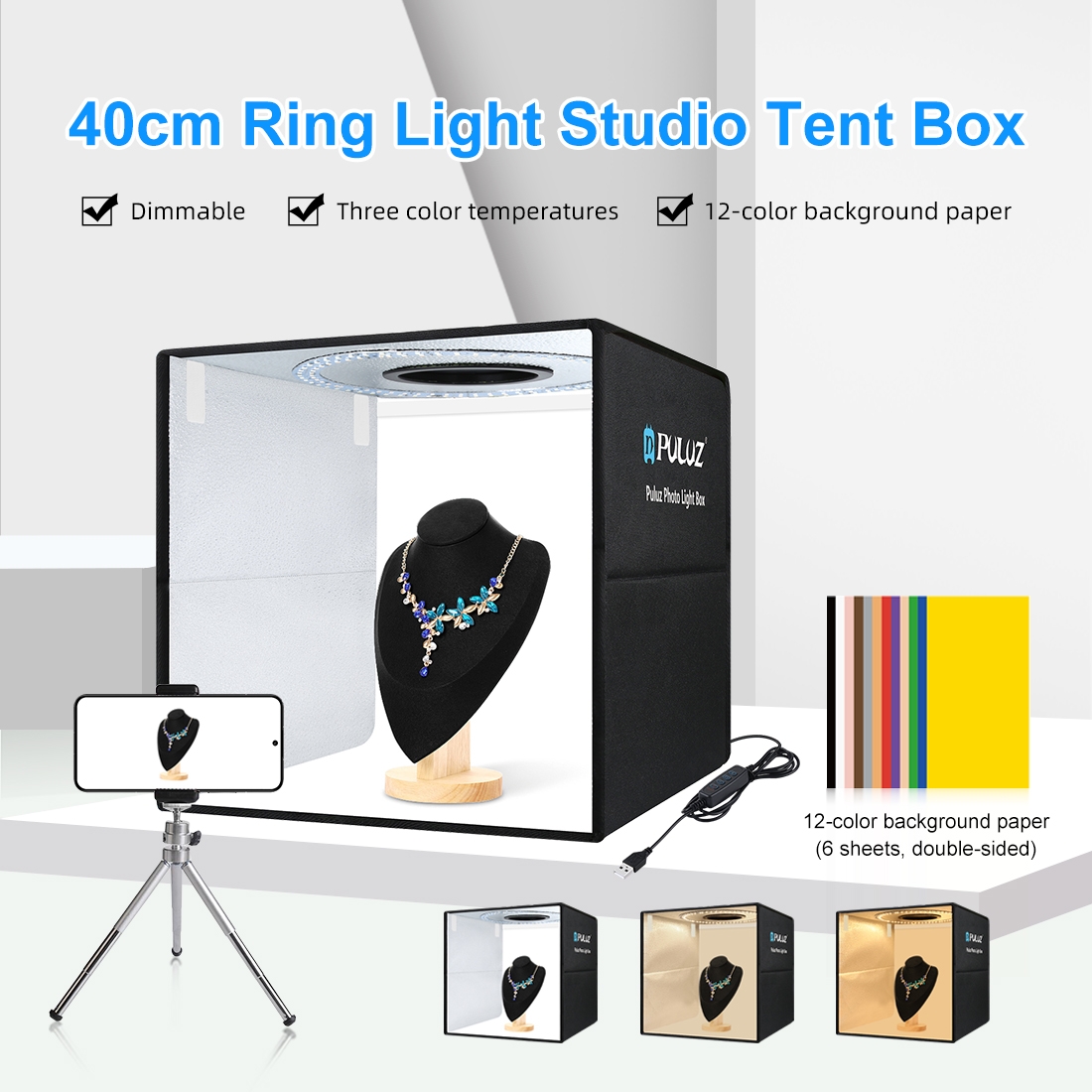 Makeup Photography Lighting - PULUZ 40 cm pliant Portable anneau